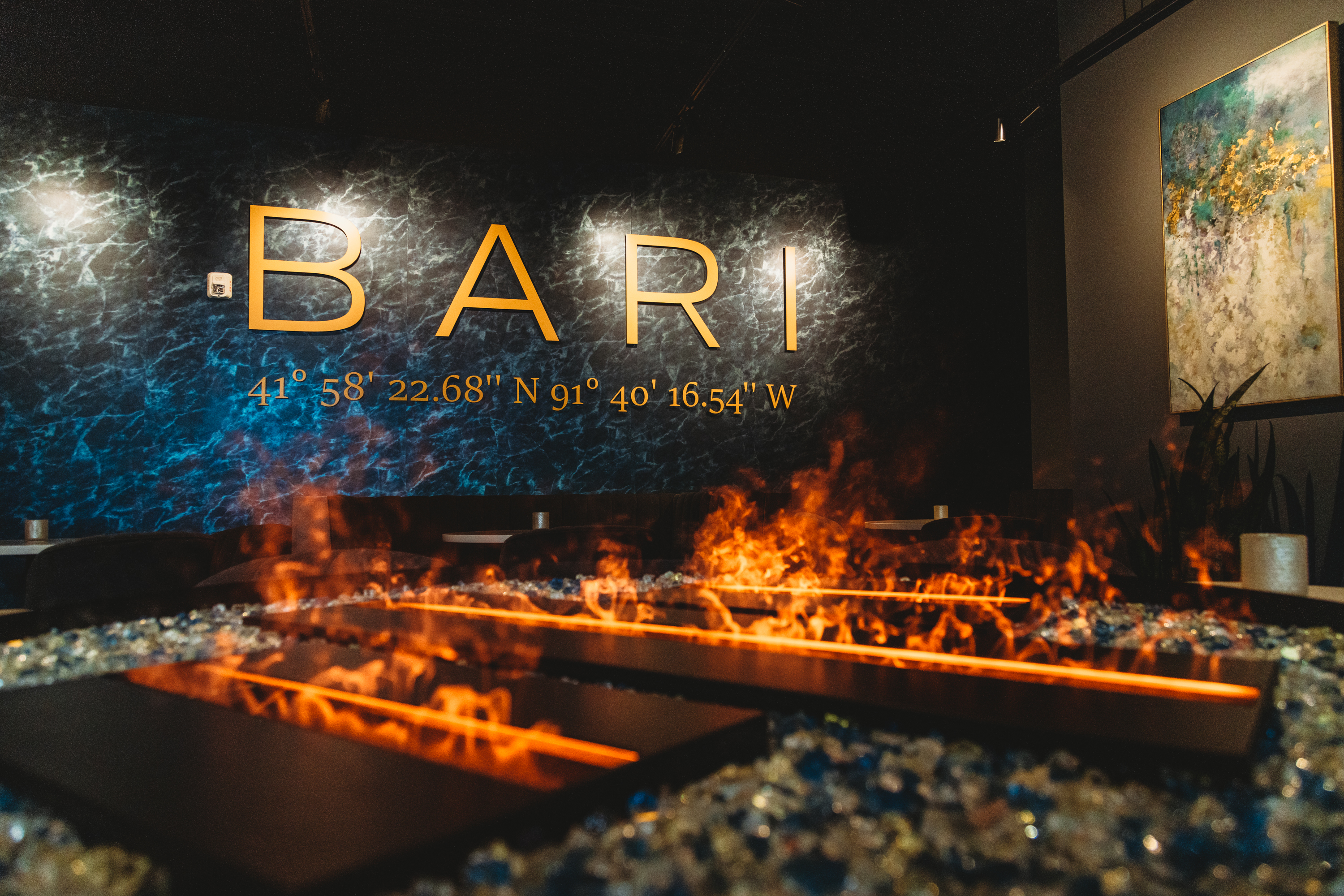 bon fire table tops at Bari Italian in Cedar Rapids